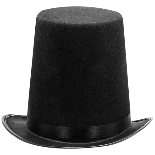 Huraoerrrr Magier Hat Classic Wide Rand Nicht gewebter schwarzer Top-Hut für Männer Frauen Halloween Kostümshow Cosplay von Huraoerrrr