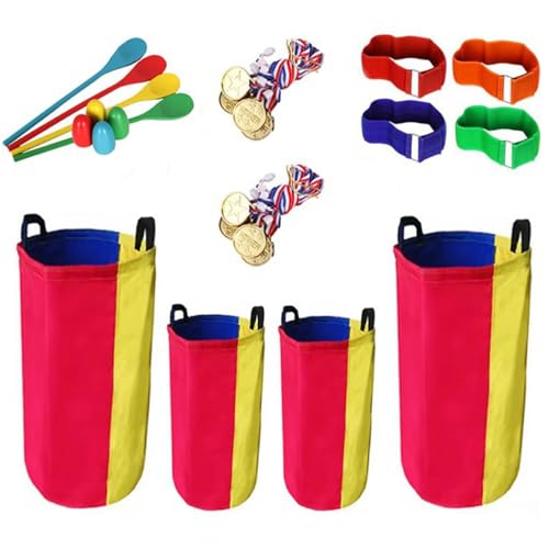 Huraoerrrr Sports Day Kit 4Pcs Sack Race Bag with 4Pcs Egg Spoons & Legged Race Bands Sports Day Kit Outdoor Family Interactive Parent-Child Bonding Lawn Party Carnival Games for Kids Adults Huraoerrrr Sports Day Kit 4Pcs Sack Race Bag with 4Pcs Egg Spoons & Legged Race Bands Sports Day Kit Outdoor Family Interactive Parent-Child Bonding Lawn Party Carnival Games for Kids Adults von Huraoerrrr