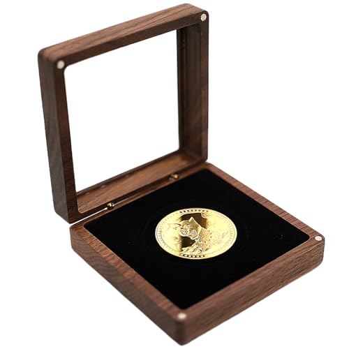 Huraoerrrr Walnut Wood Challenge Coin Münzhülle, 4.1x4.1x1.6 in Schutzbox mit klarem oberem Magnetverschluss 2 im Schlitz Huraoerrrr Walnut Wood Challenge Coin Münzhülle, 4.1x4.1x1.6 in Schutzbox mit klarem oberem Magnetverschluss 2 im Schlitz von Huraoerrrr