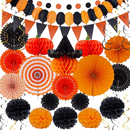 Halloween Party Deko Festival Set – Huryfox 33pcs Geburtstags Fiesta Kinder Dekoration Papier Pompons Liefert Girlande Zum AufhäNgen Mit WabenbäLlen, Geeignet füR Halloween Garten Innen Heimdekoration Halloween Party Deko Festival Set – Huryfox 33pcs Geburtstags Fiesta Kinder Dekoration Papier Pompons Liefert Girlande Zum AufhäNgen Mit WabenbäLlen, Geeignet füR Halloween Garten Innen Heimdekoration von Huryfox