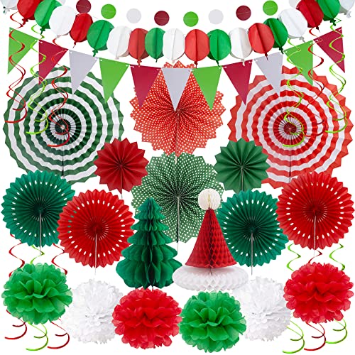 Weihnachten Party Deko Festival Set – Huryfox 33pcs Christmas Geburtstags Fiesta Kinder Dekoration Papier Pompons Liefert Girlande WabenbäLlen Geeignet für Garten and Home Deko Weihnachten Party Deko Festival Set – Huryfox 33pcs Christmas Geburtstags Fiesta Kinder Dekoration Papier Pompons Liefert Girlande WabenbäLlen Geeignet für Garten and Home Deko von Huryfox