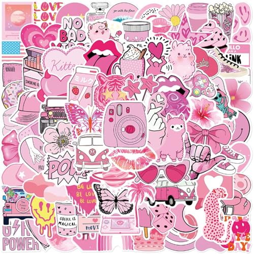 100 Pink Cute Stickers, Guitar Cute Sticker, Fahrrad Aufkleber, Notebook Stickers, Suitable For Outdoor Guitar, Car Decoration, Guitar Decoration von Husalsea