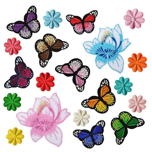 20 Stück Bügelflicken Schmetterlinge und Blumen, Stickerei Flicken zum Aufbügeln, Kleidung Reparieren Bügelflicken Kinder Erwachsene, Aufnäher zum Aufbügeln für DIY-Taschen, Kleidung, Hüte 20 Stück Bügelflicken Schmetterlinge und Blumen, Stickerei Flicken zum Aufbügeln, Kleidung Reparieren Bügelflicken Kinder Erwachsene, Aufnäher zum Aufbügeln für DIY-Taschen, Kleidung, Hüte von Husalsea