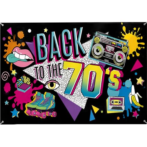 Party-Kulissen, 70er Party Deko 70'S Theme Banner Mit HäNgenden Seil, Party Deko 180x110 cm, 70er Jahre Deko Polyester Stoff, Ideal FüR Fotografie Kulissen, Home Decoration Party-Kulissen, 70er Party Deko 70'S Theme Banner Mit HäNgenden Seil, Party Deko 180x110 cm, 70er Jahre Deko Polyester Stoff, Ideal FüR Fotografie Kulissen, Home Decoration von Husalsea