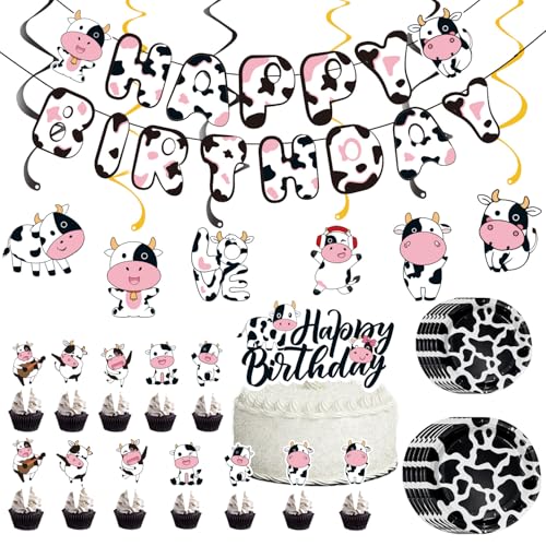 Rosa Cowgirl Geburtstag Party Dekorationen Set, Happy Birthday Banner Cake Topper Cupcake Topper Hängende Wirbel Schwarz Weiß Bauernhof Thema Rosa Cowgirl Geburtstag Party Dekorationen Set, Happy Birthday Banner Cake Topper Cupcake Topper Hängende Wirbel Schwarz Weiß Bauernhof Thema von Husdeco