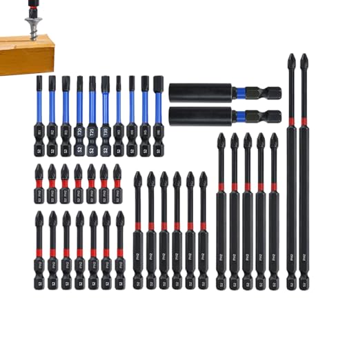 Husoiuy Magnetisches Schraubendreher-, Elektroschrauber-Bits, 39-teiliges Anti-Rutsch Sechskant-Ergonomisch für Dachmontage Metallbau Möbelmontage von Husoiuy