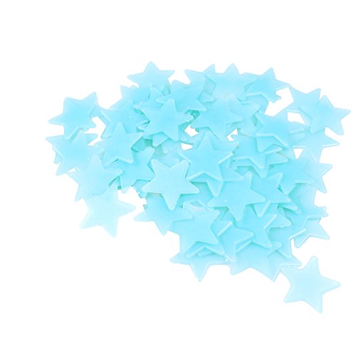 Hustar 25 Stück 6.5cm Selbstklebend Leuchtsterne Wandaufkleber Fluoreszierende Aufkleber Wandtattoo für Kinderzimmer Schlafzimmer Blau von Hustar