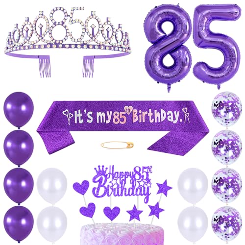 85. Geburtstags Krone Schärpe Frauen Kristall Queen Tiara Princess Crown 85 Jahre Geburtstag Tortendeko Helium Foil Ballons Lila Luftballon Zahl 85 Geburtstagsdeko für Damen Party Dekorations 85. Geburtstags Krone Schärpe Frauen Kristall Queen Tiara Princess Crown 85 Jahre Geburtstag Tortendeko Helium Foil Ballons Lila Luftballon Zahl 85 Geburtstagsdeko für Damen Party Dekorations von Huture