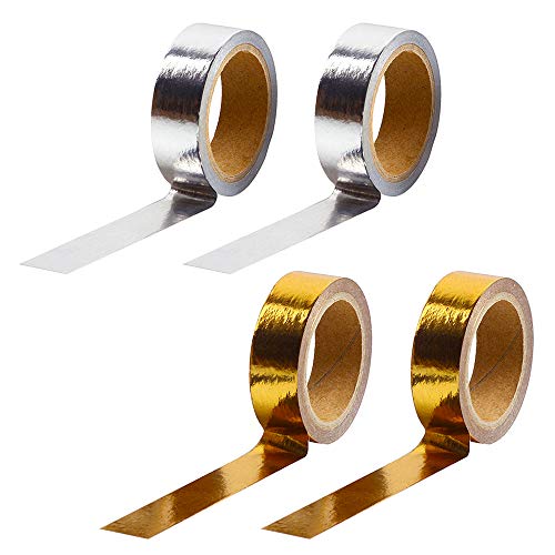 Huture 4 Rollen Holografisches Glitzerband Washi Masking Tape Klebebänder Papierband Deko Kreative Dekobänder Aufkleber Kinder Klebeband aus Japanischem Papier für DIY Handwerk Supplies Scrapbooking von Huture