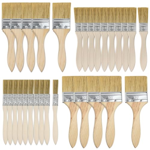 Huucozn 30 Stück Pinsel Malerpinsel Set 12/25/38/50 mm Flachpinsel Set Malerpinsel mit Holzgriff Wiederverwendbares Pinsel Set Holz Pinsel Lasurpinsel Streichpinsel für Malerbedarf, Streichen, DIY Huucozn 30 Stück Pinsel Malerpinsel Set 12/25/38/50 mm Flachpinsel Set Malerpinsel mit Holzgriff Wiederverwendbares Pinsel Set Holz Pinsel Lasurpinsel Streichpinsel für Malerbedarf, Streichen, DIY von Huucozn
