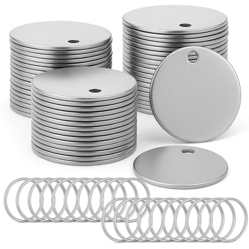 Huudngeje Edelstahl Leere Hundetags 100pcs Metallschlüssel -Tags zum Stempeln zum Gravur mit Loch 1,2inch von Huudngeje