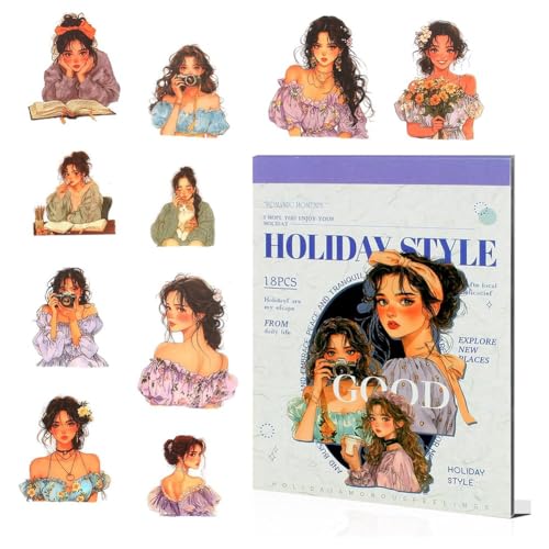 Huudngeje Für Journaling Supplies - People Journal Sticker Book, 18 Blätter 90pcs Scrapbook Sticker für Junk Journal Verwenden Romantische Zeit von Huudngeje