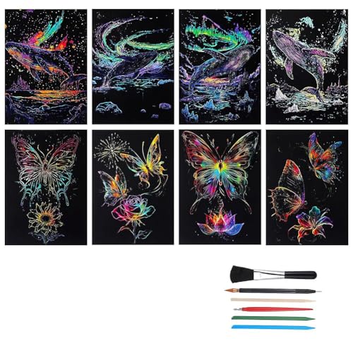 Huudngeje Leuchten im Dunklen Kratzpapier 8 Blech Noctilucent Regenbogenmalerei Papier Gravur Landschaft Kratzer mit 4 Werkzeugen Huudngeje Leuchten im Dunklen Kratzpapier 8 Blech Noctilucent Regenbogenmalerei Papier Gravur Landschaft Kratzer mit 4 Werkzeugen von Huudngeje