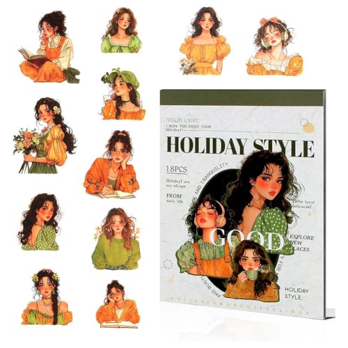 Huudngeje People Journal Sticker Book für Junk Journal Supplies-18 Blätter mit 90pcs Scrapbook Stickers für Journaling -Girl Huudngeje People Journal Sticker Book für Junk Journal Supplies-18 Blätter mit 90pcs Scrapbook Stickers für Journaling -Girl von Huudngeje