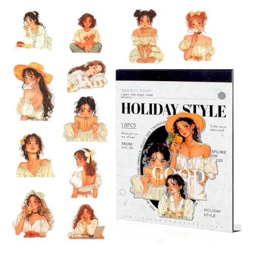 Huudngeje People Journal Sticker Book mit 18 Blättern 90 Stück Sammelalbum Aufkleber für Journaling für Junk Journal Supplies Moonlight Holiday Huudngeje People Journal Sticker Book mit 18 Blättern 90 Stück Sammelalbum Aufkleber für Journaling für Junk Journal Supplies Moonlight Holiday von Huudngeje