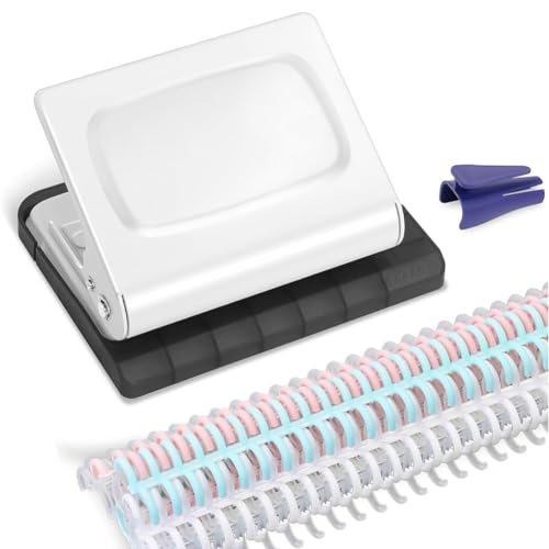 Huudngeje Planer-Bindungsmaschine mit 10 Lochstempel, 10 Multi-Farben-Ringen für A4 (30 Löcher) und A5 (20 Löcher) von Huudngeje
