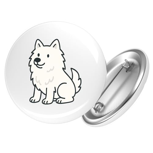 Huuraa Ansteckbutton American Eskimo Dog Comic Eskie Geschenk Größe 59mm American Eskimo Dog Accessoire von Huuraa