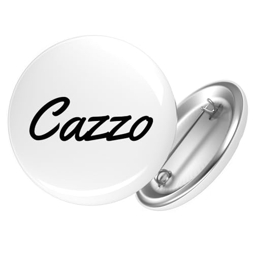 Huuraa Ansteckbutton Cazzo italienisch Schriftzug Geschenk Größe 59mm Anstecker Cazzo Accessoire von Huuraa