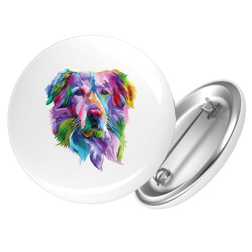 Huuraa Ansteckbutton Golden Retriever Colorful Geschenk Größe 59mm Golden Retriever Accessoire von Huuraa