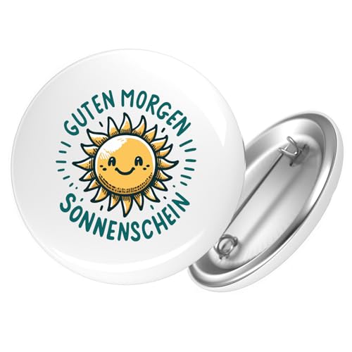 Huuraa Ansteckbutton Guten Morgen Sonnenschein Sonne Geschenk Größe 59mm Guten Morgen Sonnenschein Accessoire von Huuraa