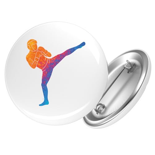 Huuraa Ansteckbutton Kickboxen bunte Silhouette Geschenk Größe 59mm Kickboxen Accessoire von Huuraa