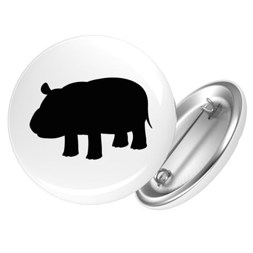 Huuraa Ansteckbutton Nilpferd Silhouette Geschenk Größe 59mm Anstecker Nilpferd Accessoire von Huuraa