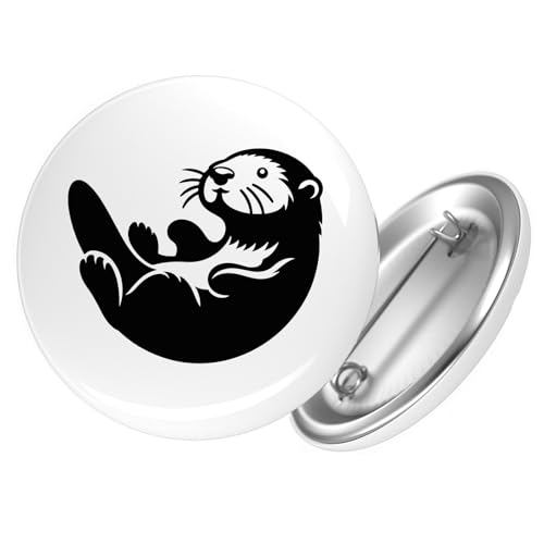 Huuraa Ansteckbutton Otter Silhouette Geschenk Größe 59mm Anstecker Otter Accessoire von Huuraa