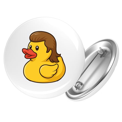 Huuraa Ansteckbutton Quietscheente Vokuhila Gummiente 80s Geschenk Größe 59mm Quietscheente Vokuhila Accessoire von Huuraa