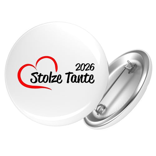 Huuraa Ansteckbutton Stolze Tante 2026 Herz Geschenk Größe 59mm Stolze Tante Accessoire von Huuraa