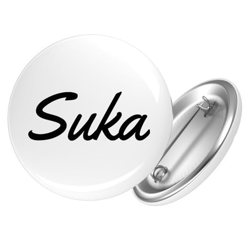 Huuraa Ansteckbutton Suka russisch Schriftzug Geschenk Größe 59mm Anstecker Suka Accessoire von Huuraa