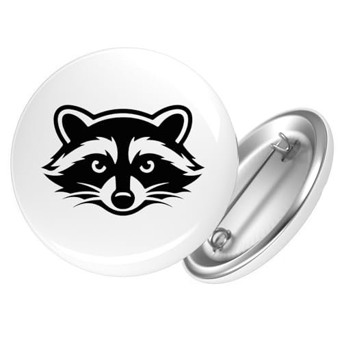 Huuraa Ansteckbutton Waschbär Silhouette Geschenk Größe 59mm Anstecker Waschbär Accessoire von Huuraa