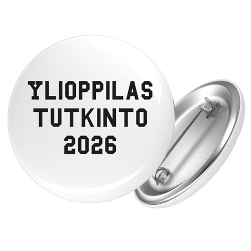 Huuraa Ansteckbutton Ylioppilastutkinto 2026 Abschluss Finnland Geschenk Größe 59mm Anstecker Ylioppilastutkinto 2026 Accessoire von Huuraa
