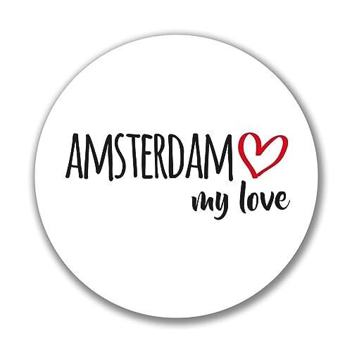 Huuraa Aufkleber Amsterdam my love Sticker Größe 10cm für alle Fans von Amsterdam Niederlande Geschenk Idee für Freunde und Familie von Huuraa