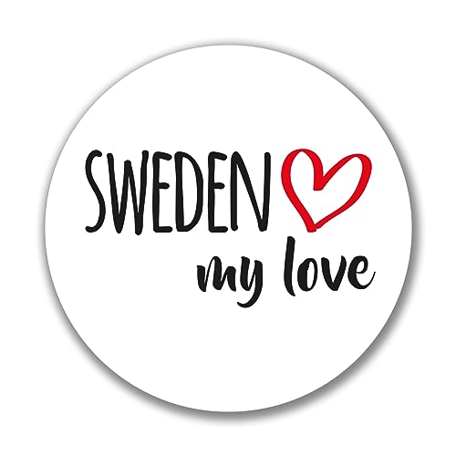 Huuraa Aufkleber Sweden my love Sticker Größe 10cm für alle die Schweden lieben Geschenk Idee für Freunde und Familie von Huuraa