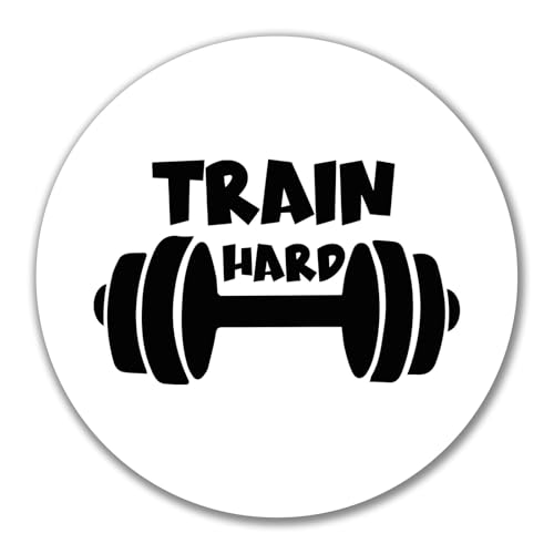 Huuraa Aufkleber Train hard Hantel Geschenk 10cm Sticker Train hard Geschenkidee von Huuraa