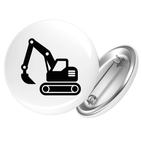 Huuraa Button Bagger Baumaschine Geschenk Größe 25mm Anstecker Bagger Geschenkidee von Huuraa