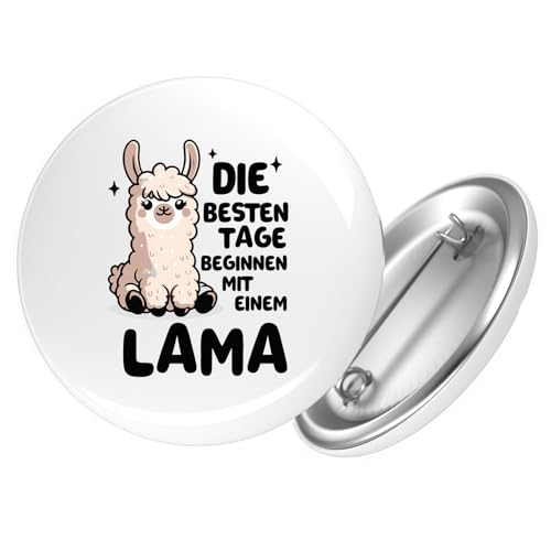 Huuraa Button Besten Tage beginnen mit einem Lama Geschenk Größe 25mm Besten Tage beginnen Geschenkidee von Huuraa
