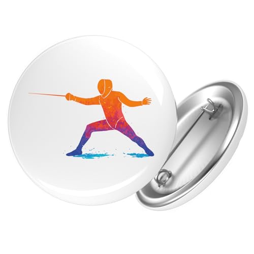 Huuraa Button Fechten bunte Silhouette Geschenk Größe 25mm Fechten Geschenkidee von Huuraa