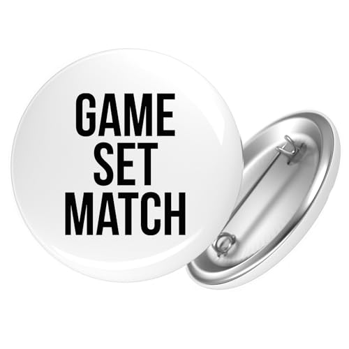 Huuraa Button Game set match Tennis Geschenk Größe 25mm Anstecker Game set match Geschenkidee von Huuraa