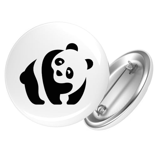 Huuraa Button Panda Silhouette Geschenk Größe 25mm Anstecker Panda Geschenkidee von Huuraa