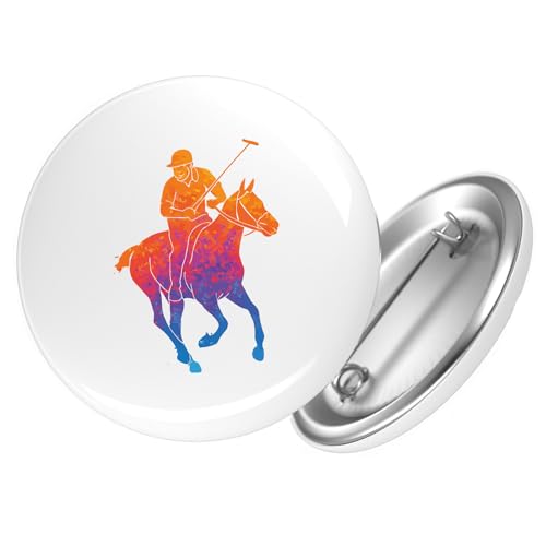 Huuraa Button Polo Spieler bunte Silhouette Geschenk Größe 25mm Polo Spieler Geschenkidee von Huuraa