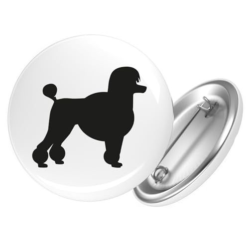 Huuraa Ansteckbutton Pudel Silhouette Geschenk Größe 59mm Pudel Accessoire Huuraa Ansteckbutton Pudel Silhouette Geschenk Größe 59mm Pudel Accessoire von Huuraa
