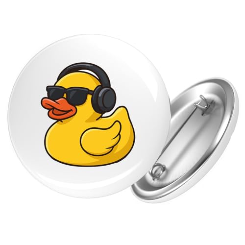 Huuraa Button Quietscheente DJ Gummiente Club-DJ Geschenk Größe 25mm Quietscheente DJ Geschenkidee von Huuraa