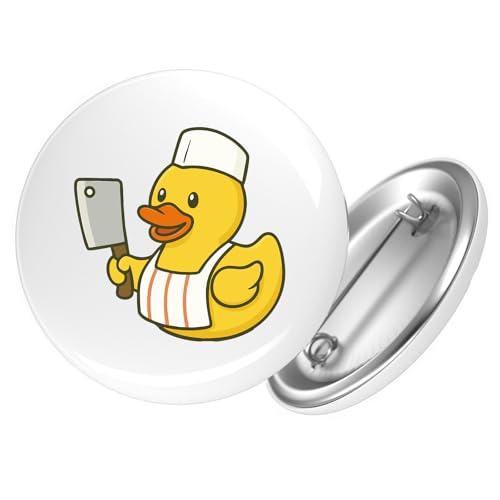 Huuraa Button Quietscheente Metzgerei Comic Gummiente Geschenk Größe 25mm Quietscheente Metzgerei Geschenkidee von Huuraa