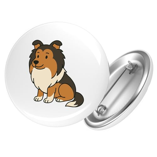 Huuraa Button Shetland Sheepdog Comic Sheltie Geschenk Größe 25mm Shetland Sheepdog Geschenkidee von Huuraa