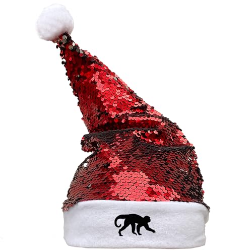 Huuraa Nikolausmütze Affe Silhouette Geschenk Pailletten Rot/Weiß Filz Affe Mitbringsel von Huuraa