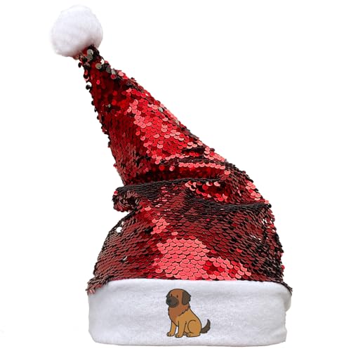 Huuraa Nikolausmütze Leonberger Comic Leo Geschenk Pailletten Rot/Weiß Filz Leonberger Mitbringsel von Huuraa