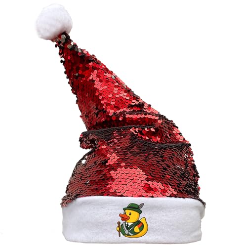 Huuraa Nikolausmütze Quietscheente Schützenkönig Gummiente Schützenfest Geschenk Pailletten Rot/Weiß Filz Quietscheente Schützenkönig Mitbringsel von Huuraa
