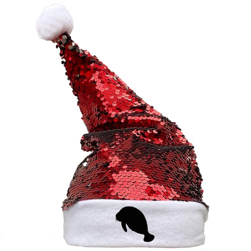 Huuraa Nikolausmütze Seekuh Silhouette Geschenk Pailletten Rot/Weiß Filz Weihnachtsmannmütze Erwachsene Seekuh Mitbringsel Huuraa Nikolausmütze Seekuh Silhouette Geschenk Pailletten Rot/Weiß Filz Weihnachtsmannmütze Erwachsene Seekuh Mitbringsel von Huuraa