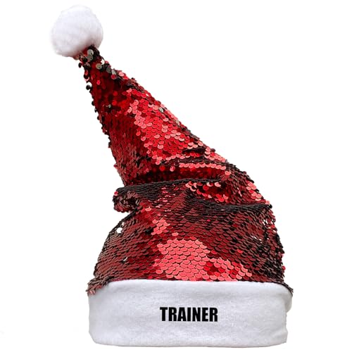 Huuraa Nikolausmütze Trainer Training Geschenk Pailletten Rot/Weiß Filz Trainer Mitbringsel von Huuraa